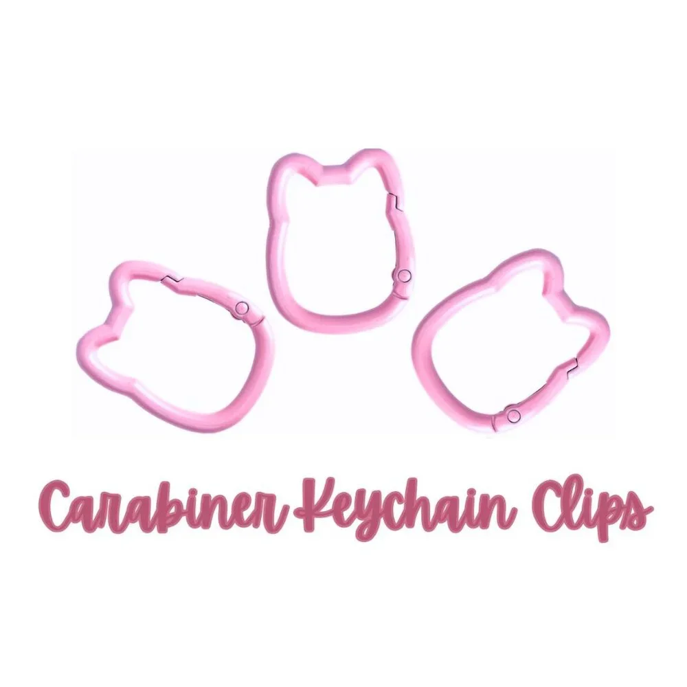 CARABINER Keychain Clips Pink Cat Shape Aluminum Ring 3 Pack Set NEW